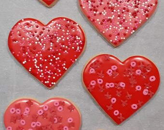 Mother's Day Iced Hearts Sugar Cookies With Sprinkles