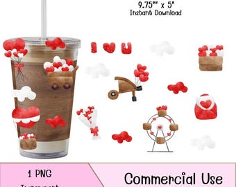 Valentine Libbey Glass Wrap PNG | 16oz Tumbler Design for Sublimation