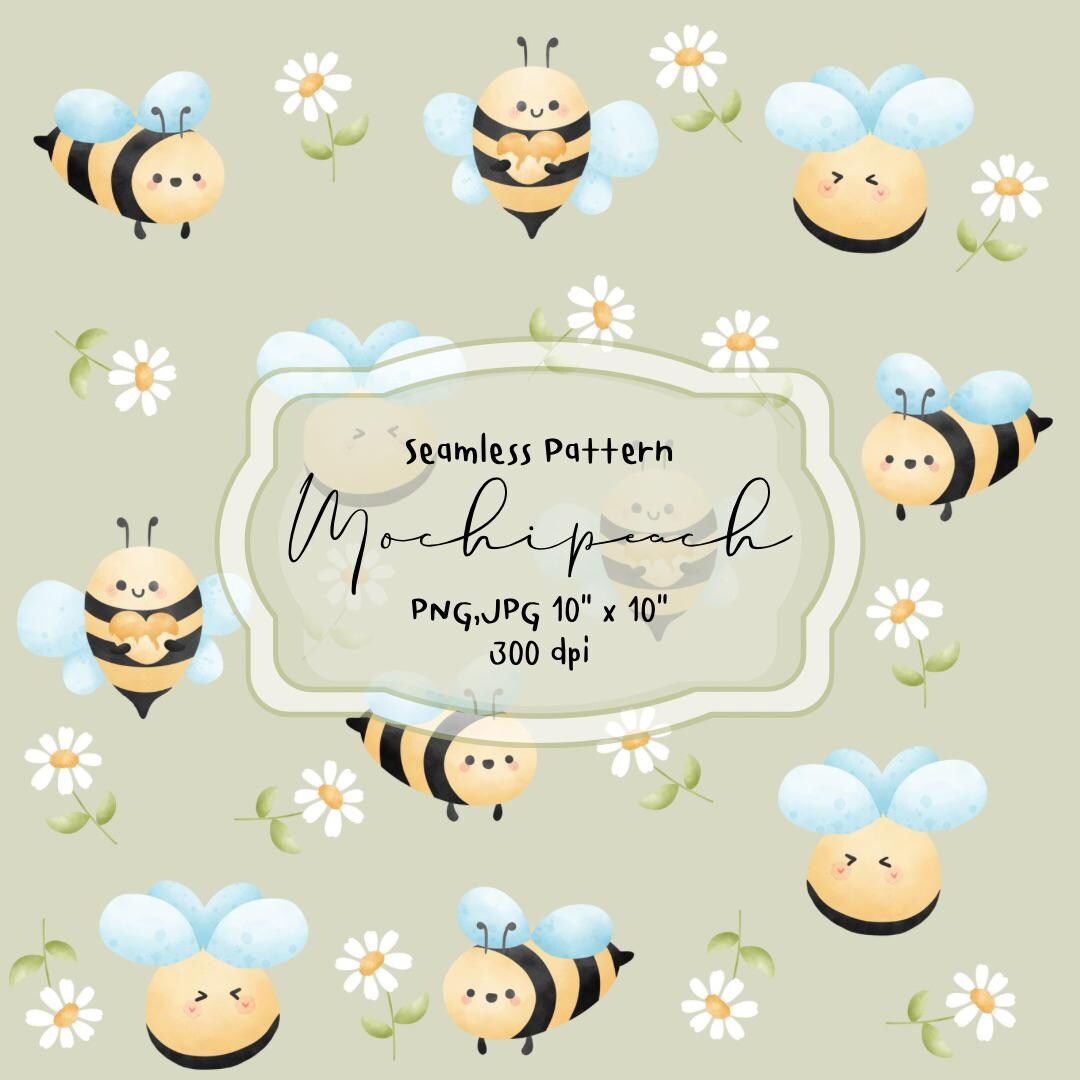 Bee Seamless Pattern | Honeycomb Digital Paper (PNG, JPEG) - Etsy