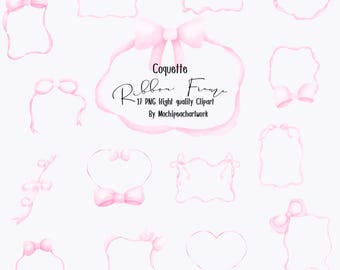 Coquette Ribbon Frame Clipart | Bow Frame PNG
