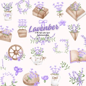 Purple Lavender Flower Clipart | Hand Painted PNG Files