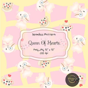 Queen of Hearts Seamless Pattern | Romantic Digital Design