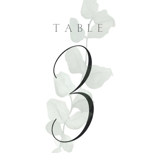 Greenery Table Numbers 1 - 25 for Wedding or Special Event - Digital Download