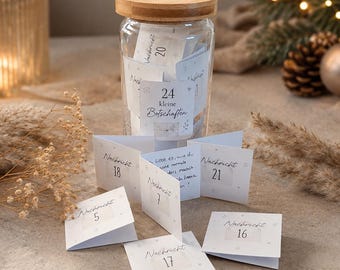 24 kleine Botschaften Adventskalender – Klappkarten zum Ausdrucken, Geschenk für Lieblingsmenschen, digitaler Download