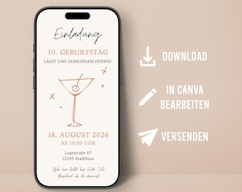 Personalized digital birthday invitation - send via WhatsApp Messenger to invite friends and family.