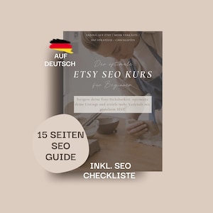 Puede incluir: Un curso de SEO de Etsy para principiantes en alemán. El curso incluye una guía de 15 páginas y una lista de verificación. La imagen muestra a una persona trabajando con arcilla.