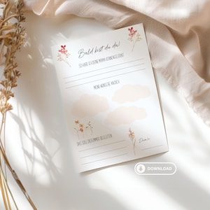 Biglietti di auguri per la festa del bambino da compilare Baby shower Gender Reveal idea regalo come download PDF auguri per il bambino