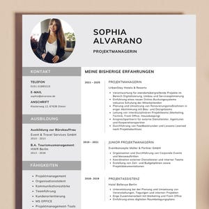 CV template cover letter with cover sheet photo application template German professional experience Canva application folder education