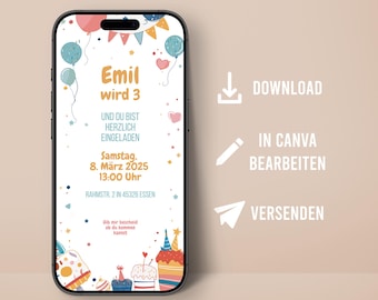 Invitation Birthday Children's Birthday Digital Personalizable send Messenger Children invite