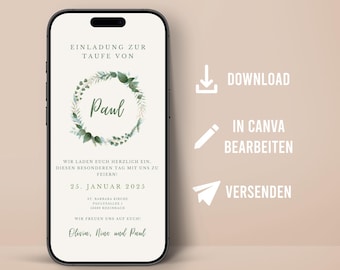 Digital Invitation Baptism personalized with Photo Communion Confirmation Shipping Mobile