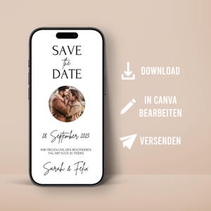 Tarjeta digital Save the Date personalizable con foto Boda Decimos sí Descarga instantánea