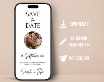 Digital Save the Date Card personalizable with Photo Wedding We say yes Instant Download