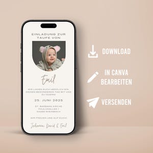 Invito digitale battesimo personalizzato con immagine conferma comunione inviato agli amici invita famiglia tramite cellulare messenger