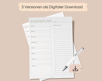 Weekly meal planner with shopping list 7 day menu planner health fitness weekly planner A4/A5/A6 digital weekly meal plan