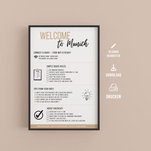 Welcome sign for Airbnb customizable WiFi password sign | House rules | Digital guest sign for vacation rentals & hotels Digital template