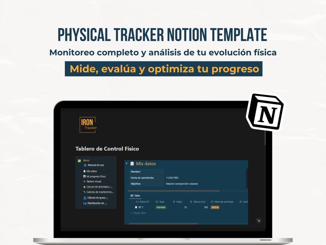 IRON TRACKER Physical Tracker Notion Template Physical Control Board - Etsy