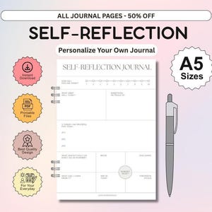 Recharges pour journal A5 | PDF imprimable pour l'introspection, format portrait minimaliste