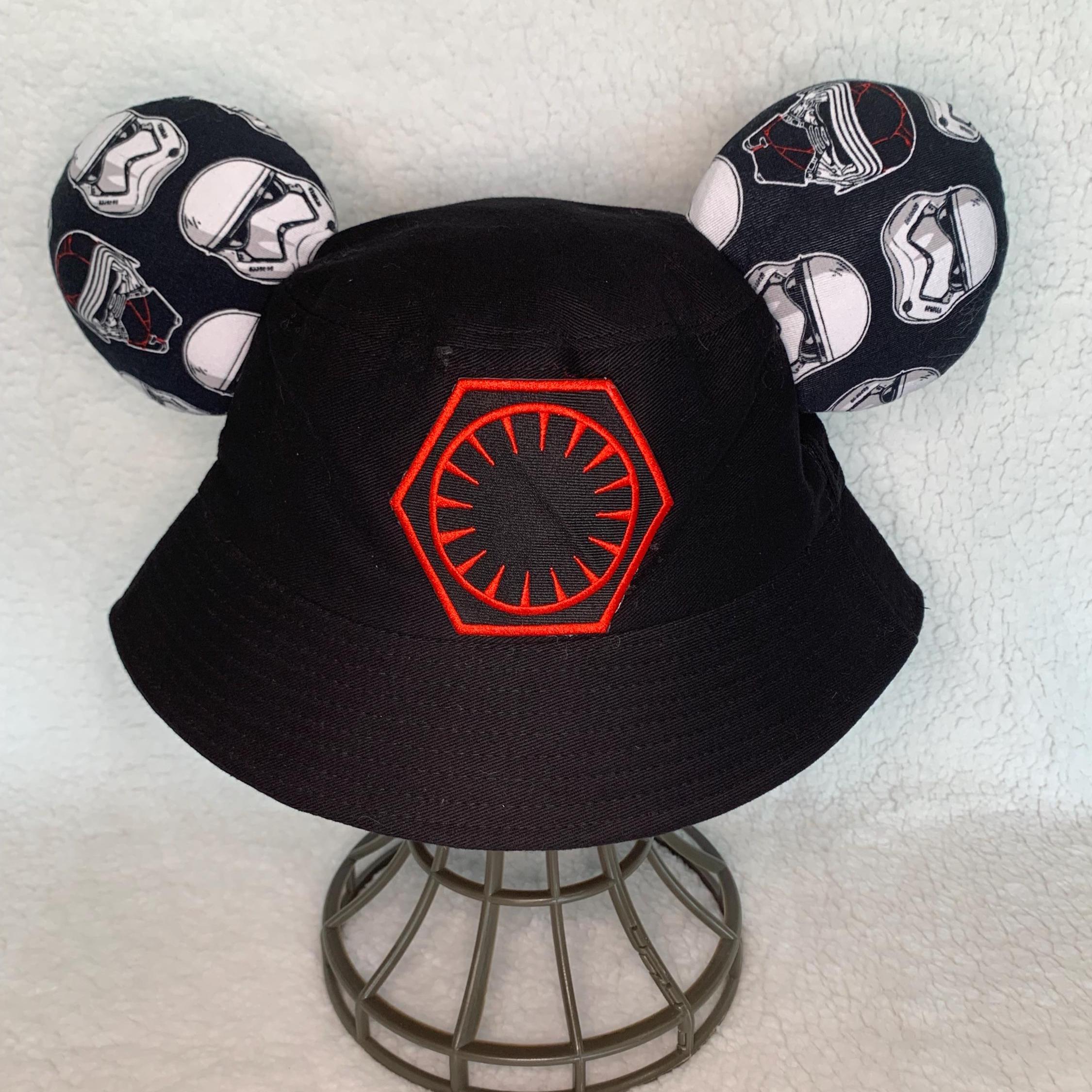 Lot of 4 Disney Hats Sorcerer Mickey Ears Bucket Hat Minnie Visor Star Wars Jedi Little Ears Boutique Mickey Visor, Black and Red Hat for  main image 2