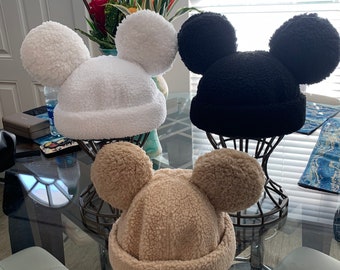 Classic Mickey inspired Skull Cap Brimless Hats Docker Hat with Soft Mickey Ears.