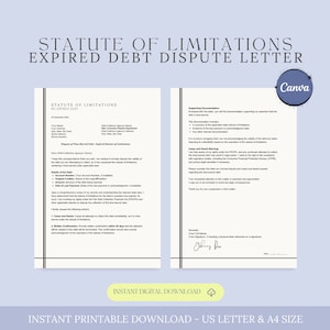 Carta de disputa sobre estatuto de limitaciones, plantilla de carta de deuda vencida, carta de disputa de deuda, carta SOL, carta de reparación de crédito, disputa de deuda antigua