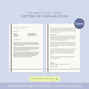 Carta de explicación de crédito negativo, carta de disputa de informe crediticio, carta de explicación de mal crédito, carta de reparación de crédito
