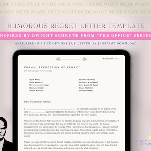 Modello di lettera di rammarico umoristico, lettera di scuse modificabile, modello di lettera di scuse divertente, scuse sincere con umorismo, modello di scuse modificabile