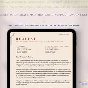 Solicitud de aumento de la manutención infantil mensual, carta de aumento de la manutención infantil mensual, modelo de carta de manutención infantil mensual para padres en régimen de crianza compartida