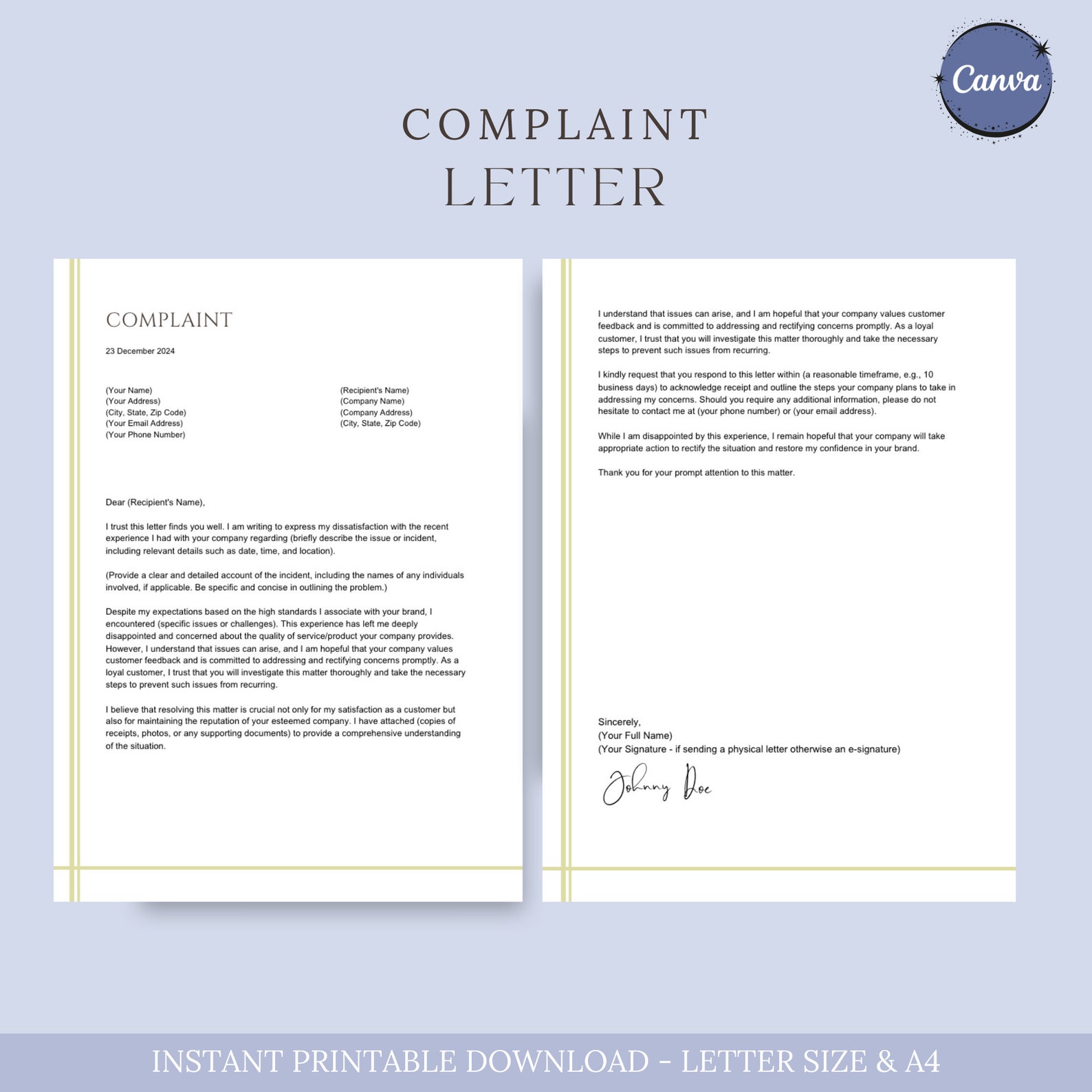 Complaint Letter, Formal Complaint Letter, Letter of Complaint