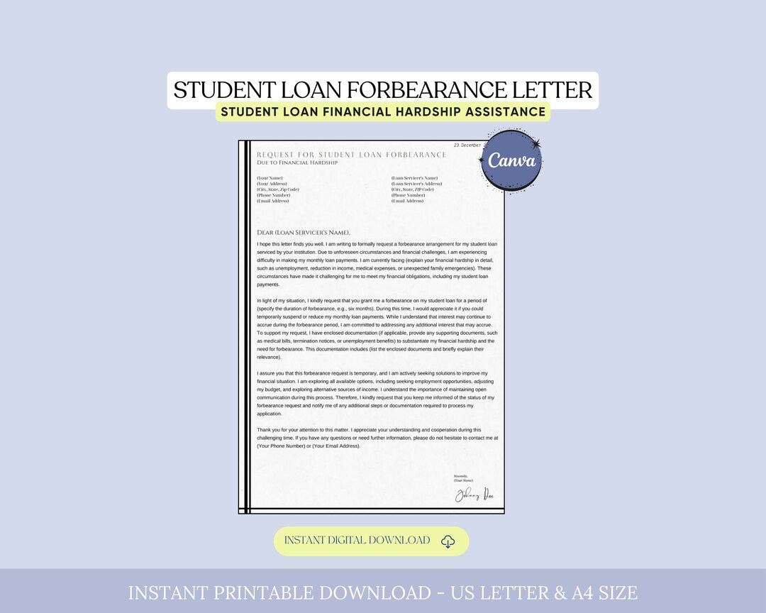 Student Loan Forbearance Letter, Financial Hardship Forbearance Request ...