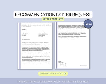Recommendation Letter Request Template, Letter of Recommendation Request, Reference Letter Request,Academic,Formal,Sorority Referral Request