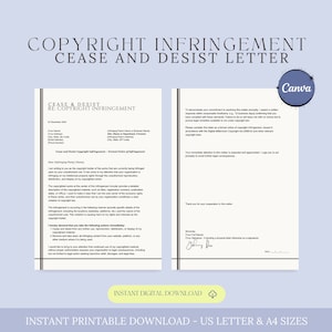 Plantilla de carta de cese y desistimiento por infracción de derechos de autor, carta de cese y desistimiento, demanda por copia ilegal, demanda por piratería