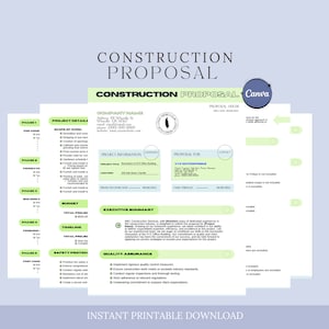 Plantilla de propuesta de construcción, Proyecto de licitación de construcción, Contrato de propuesta de construcción, Cotización de construcción, Estimación de contrato, Propuesta de contrato