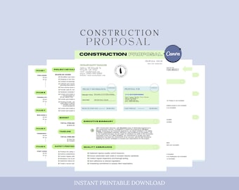 Construction Proposal Template, Construction Bid Project, Building Proposal Contract, Construction Quote,Contract Estimate,Contract Proposal