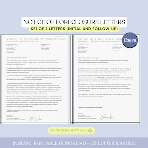 Kit de correspondencia sobre procedimientos de ejecución hipotecaria, carta de notificación de intención de ejecución hipotecaria, carta de morosidad hipotecaria, seguimiento de la carta de ejecución hipotecaria