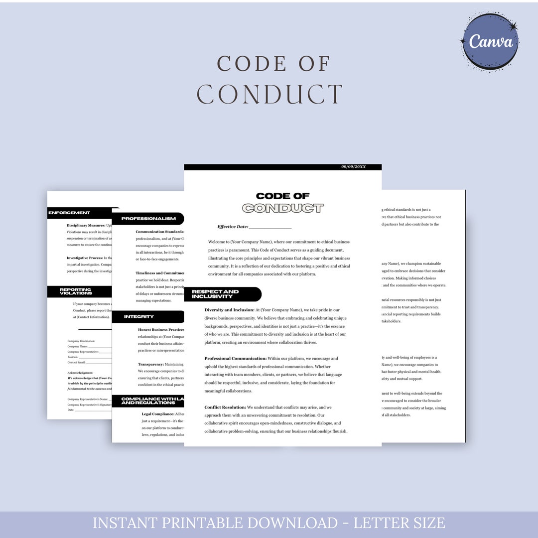 Code of Conduct Template, Nonprofit Ethics, Board of Directors, New ...