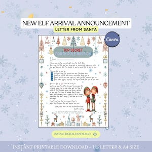 Faire-part de l'arrivée d'un nouvel elfe imprimable, présentation du deuxième elfe, lettre de plusieurs elfes, ajout d'un autre elfe, lettre du père Noël modifiable