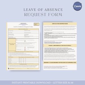 Leave of Absence Request Form, Request Form, Work Leave, Leave of Absence, Sick Leave, Maternity Leave Plan, Parental Leave, Leave Request