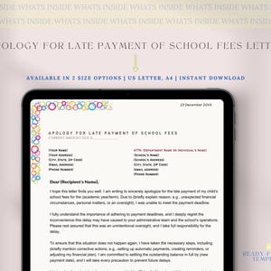 Modelo de carta de desculpas por atraso no pagamento de taxas escolares, Carta de desculpas por atraso no pagamento de taxas, Carta de desculpas por pagamento de escola profissional, Canva