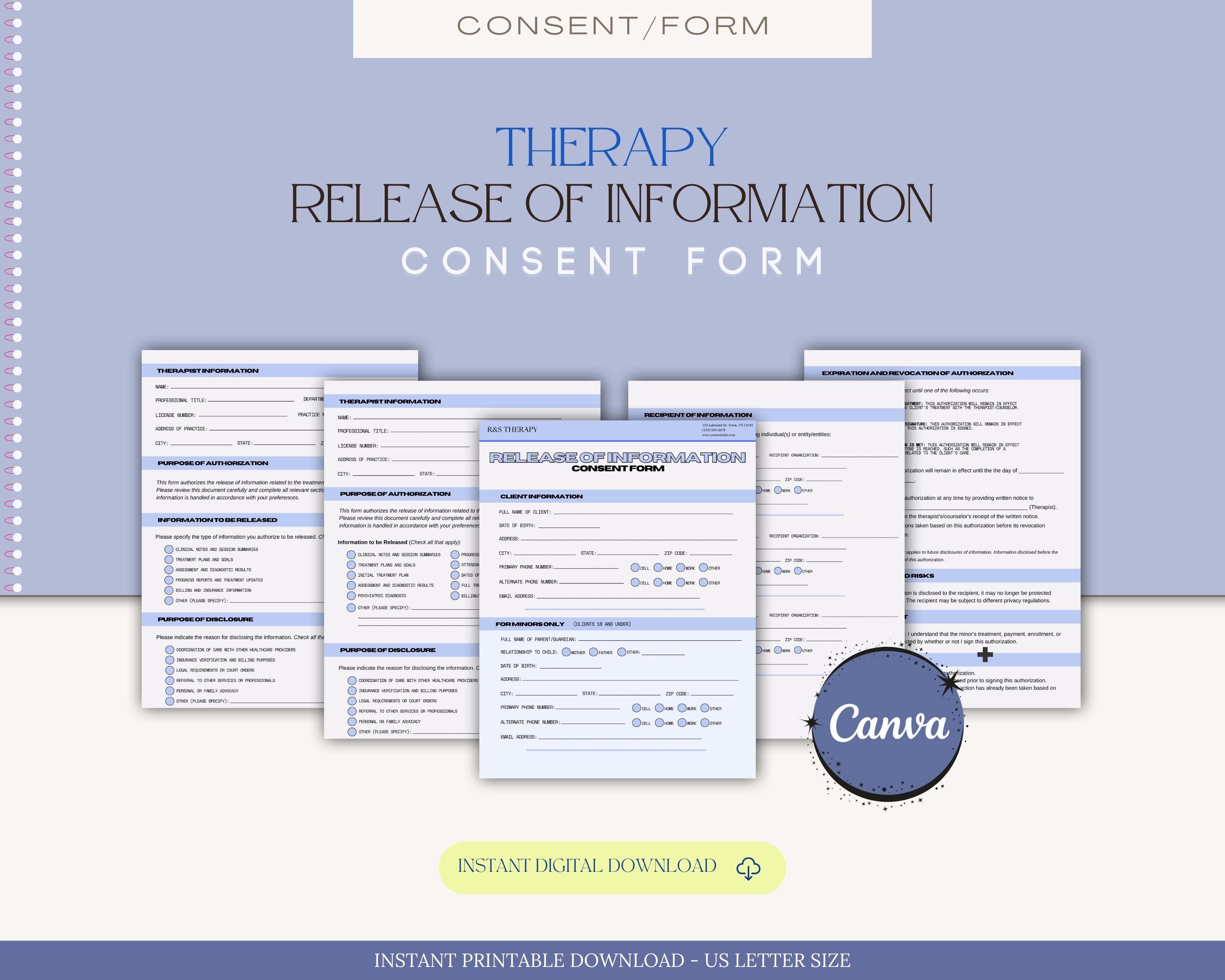 Release of Information (ROI) Consent Form Template for Private Practice ...