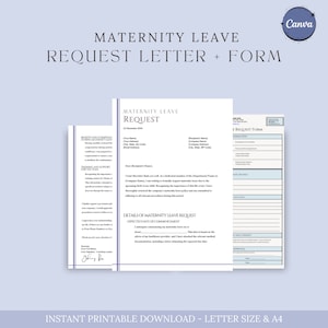 Mutterschaftsurlaub Antragsschreiben, Antragsformular, Mutterschaftsurlaub, Beurlaubung, Mutterschaftsurlaub Plan, Elternzeit, HR Checkliste, Canva
