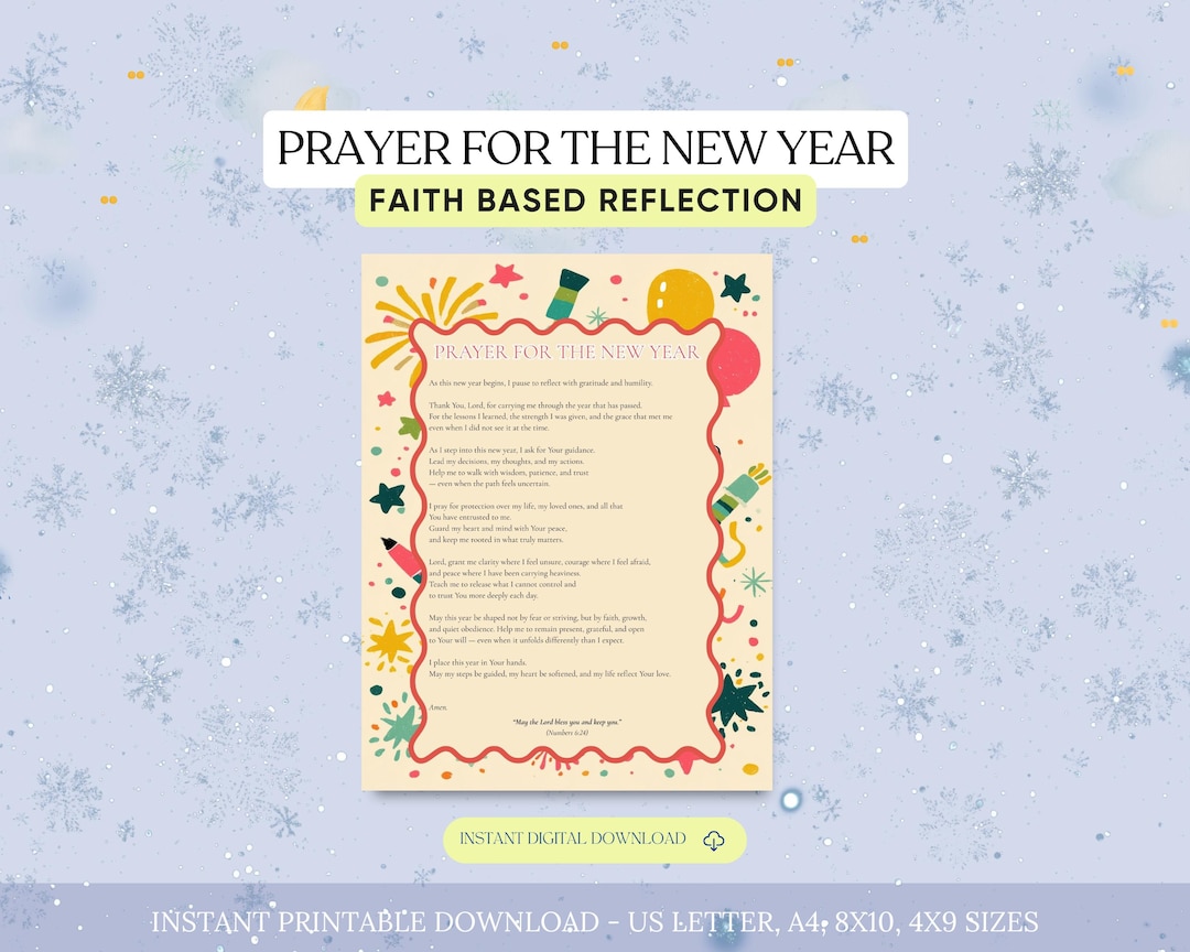 Prayer for the New Year Printable, Christian New Year Prayer, Faith ...