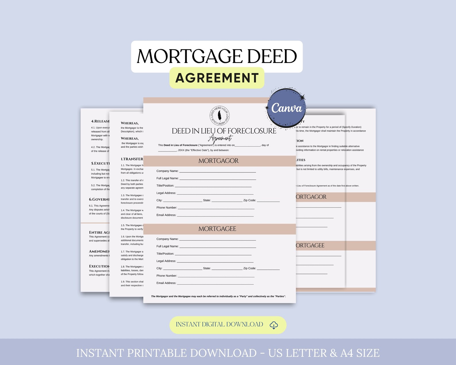 Deed in Lieu of Foreclosure Agreement, Foreclosure Avoidance Agreement