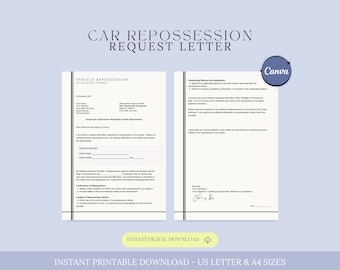 May include: A printable letter template for requesting information regarding a car repossession. The letter includes sections for vehicle details, confirmation of repossession, and location of the vehicle. The letter also includes a section for the outstanding balance and redemption.