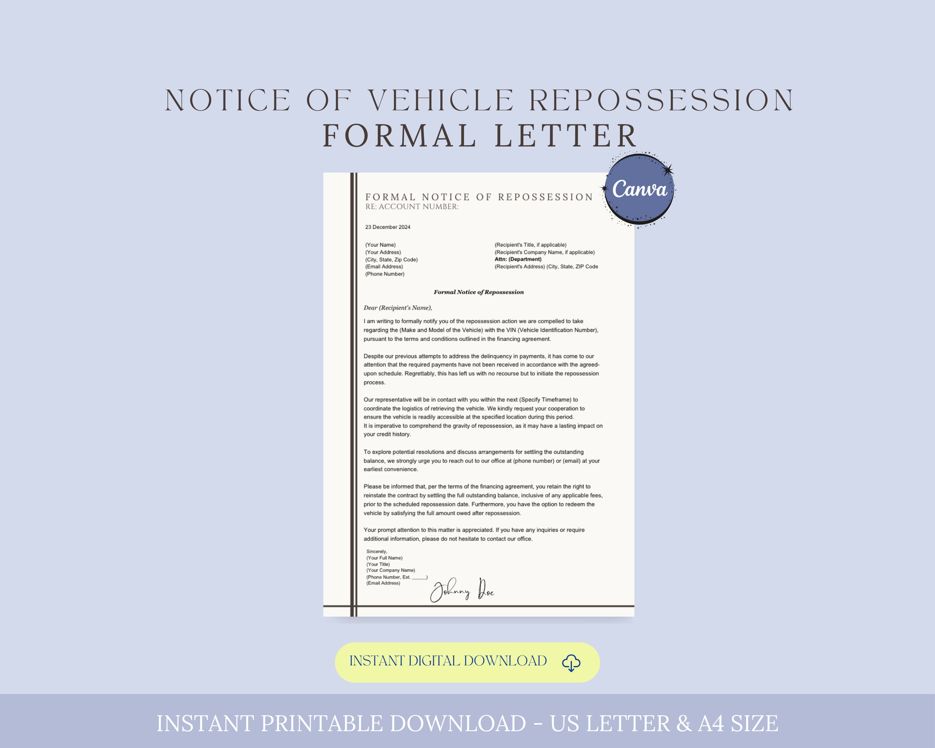 Notice of Repossession, Car Repossession, Notice of Repossession Letter Notice of Repossession, Car Repossession, Notice of Repossession Letter