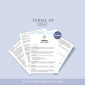 May include: A close-up of a document titled "Terms of Use" with the Canva logo in the upper right corner. The document is a legal agreement outlining the terms and conditions for using a website or service.