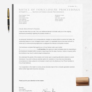 Foreclosure Proceedings Correspondence Kit, Notice of Intent to ...