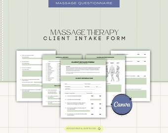 Massage Therapy Client Onboarding Questionnaire,Massage Client Intake and Consent Forms Editable, Client Intake Form,Massage Therapist Forms