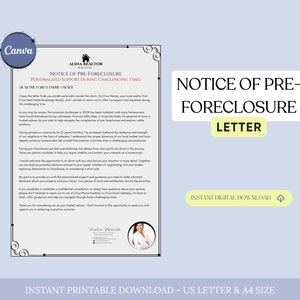 Real Estate Pre-Foreclosure Letter, Foreclosure Prospecting Letter Template, Pre-Closure Letters, Realtor Flyer, Real Estate Mailer