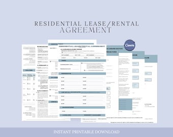 Editable Residential Lease,Rental Agreement,Printable Rental Agreement, Landlord Form Housing Apartment Contract,Rental Lease,Property Forms