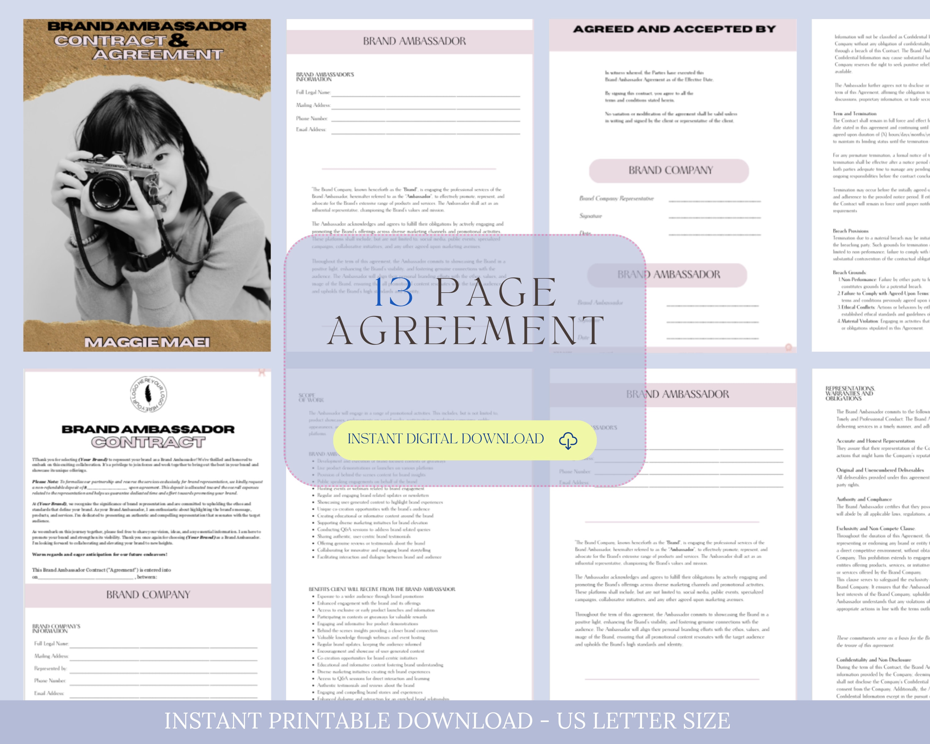 Brand Ambassador Agreement, Brand Ambassador Business Contract Template ...